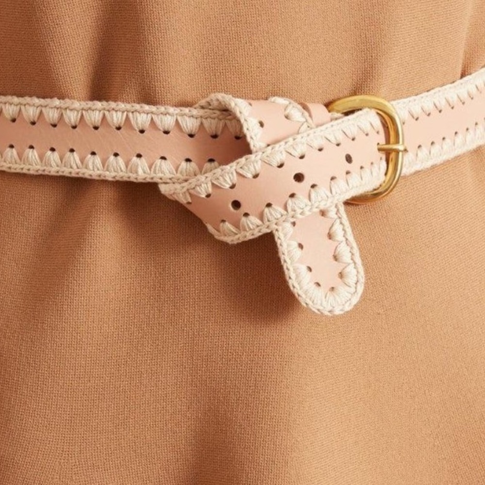 Rachel Comey Thin Crochet Estate Belt Leather Silver Blush XS‎ - Picture 2 of 11